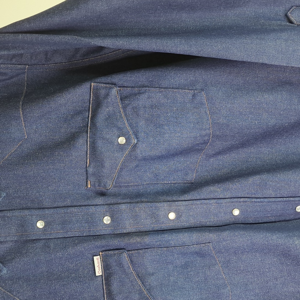 Carhartt Vintage Western Denim Pearl Snap Shirt Size 20x36 🇺🇸(3XL-4XL) - Picture 6 of 11